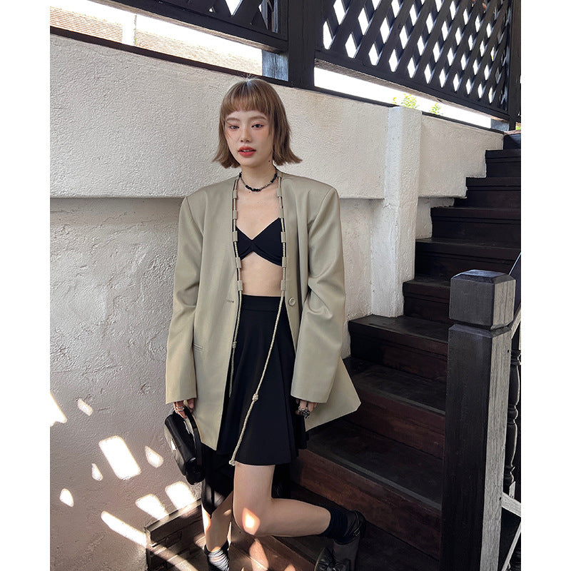 Dame Oversize-blazer med afslappet snit og elegante detaljer Stilla