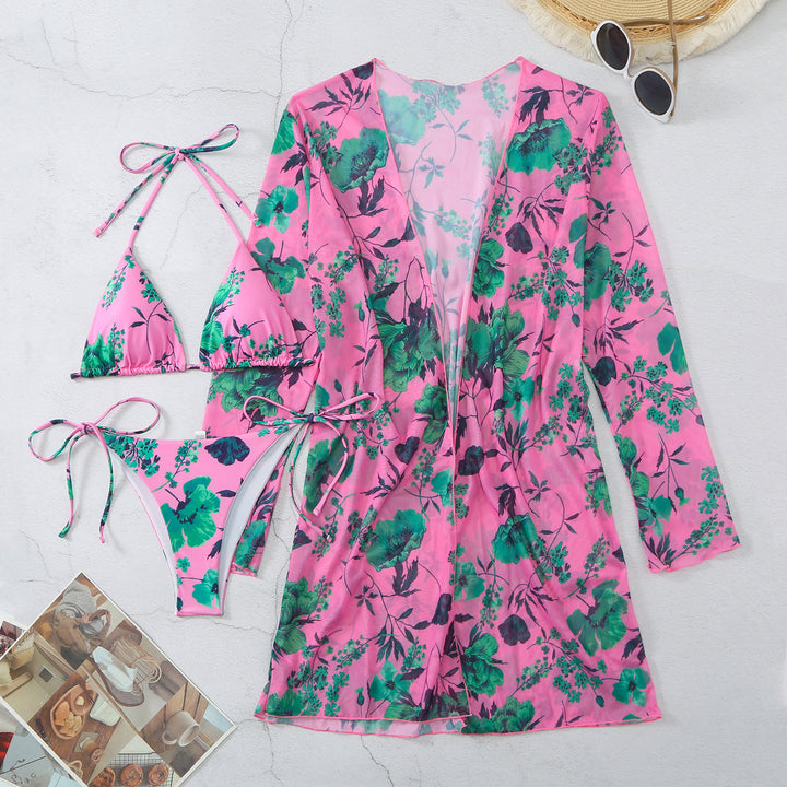 Dame Blomsterprint Kimono og Bikinitøj Stilla