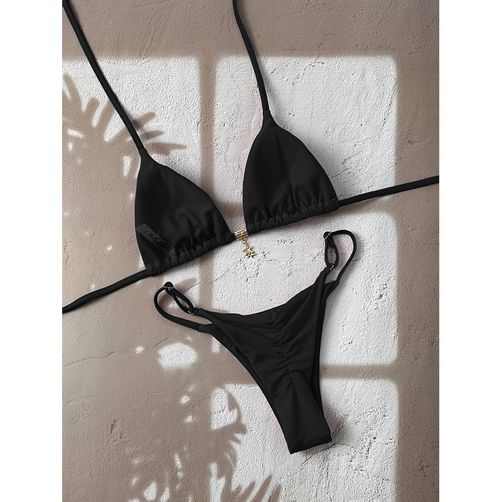 Dame Triangel-Bikini-sæt med justerbare stropper og sømløst design Skovae