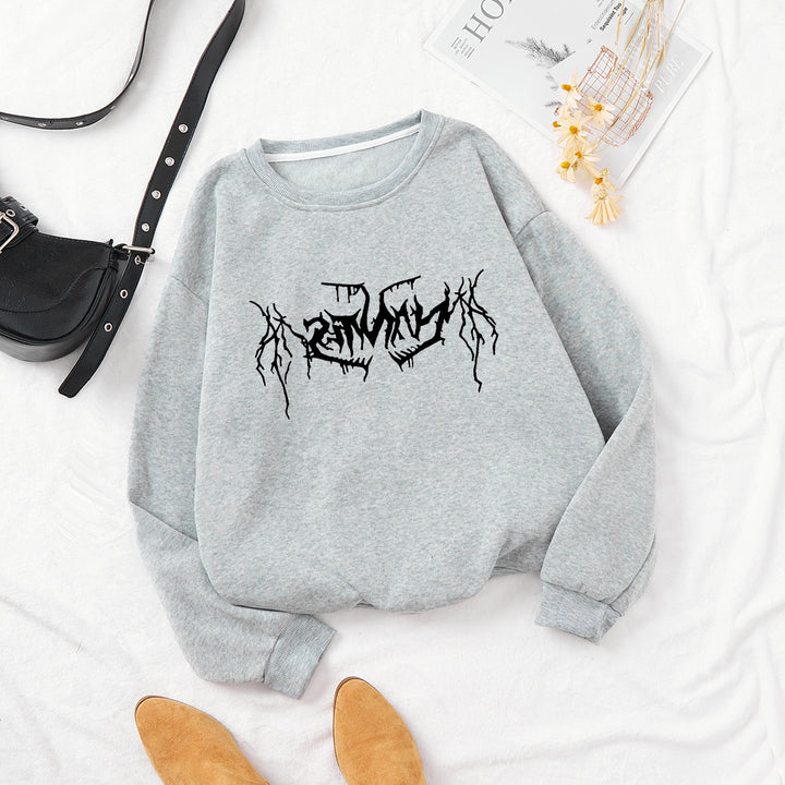 Kvinders afslappede sweatshirt med moderne grafisk design Skovae