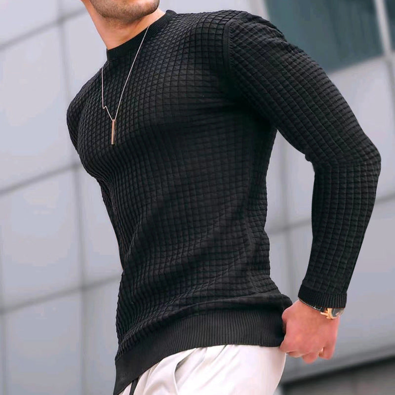 Herren sweater med struktureret overflade og moderne rund halsudskæring Stilla