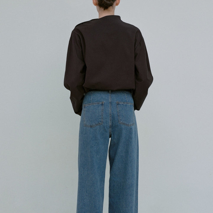 Kvinder Elegant Top med Asymmetrisk Krave og Lange Ærmer Stilla