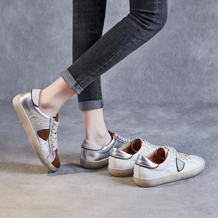 Kvinder Fritid Læder Snøre Sneakers Stilla