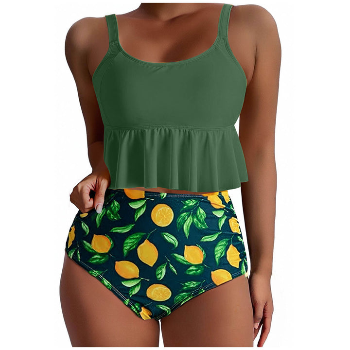Dame Tankini-sæt med svajende top og trendy højt skårne bukser Stilla