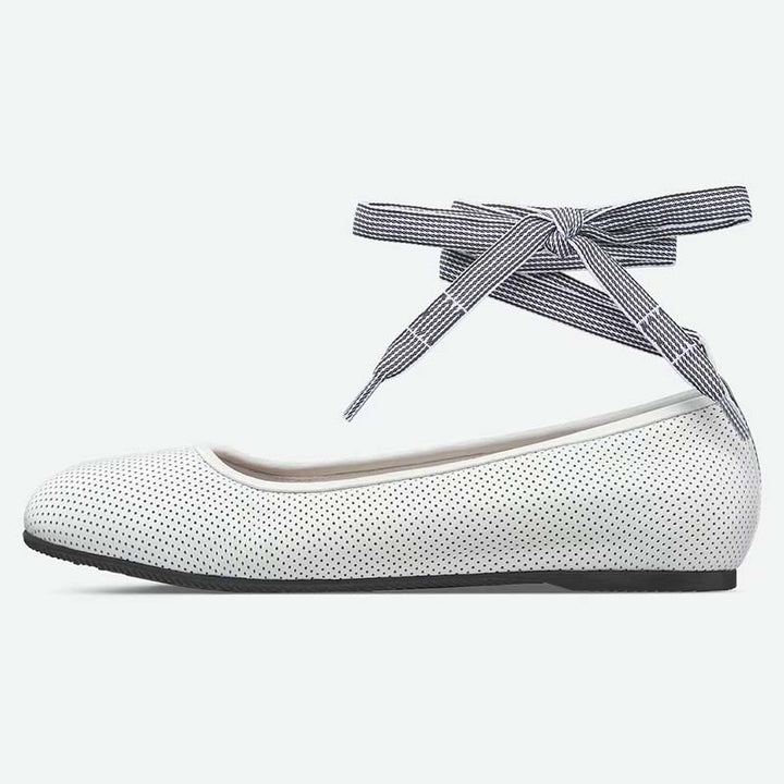 Femme Elegante Snøre Ballerina Flade Stilla