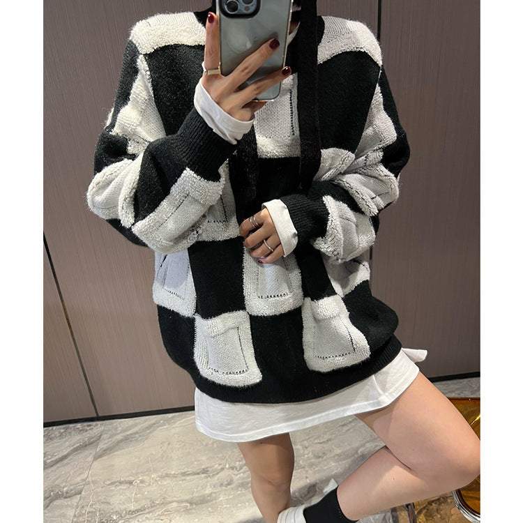 Femme Moderne Ternet Strik Hoodie Stilla
