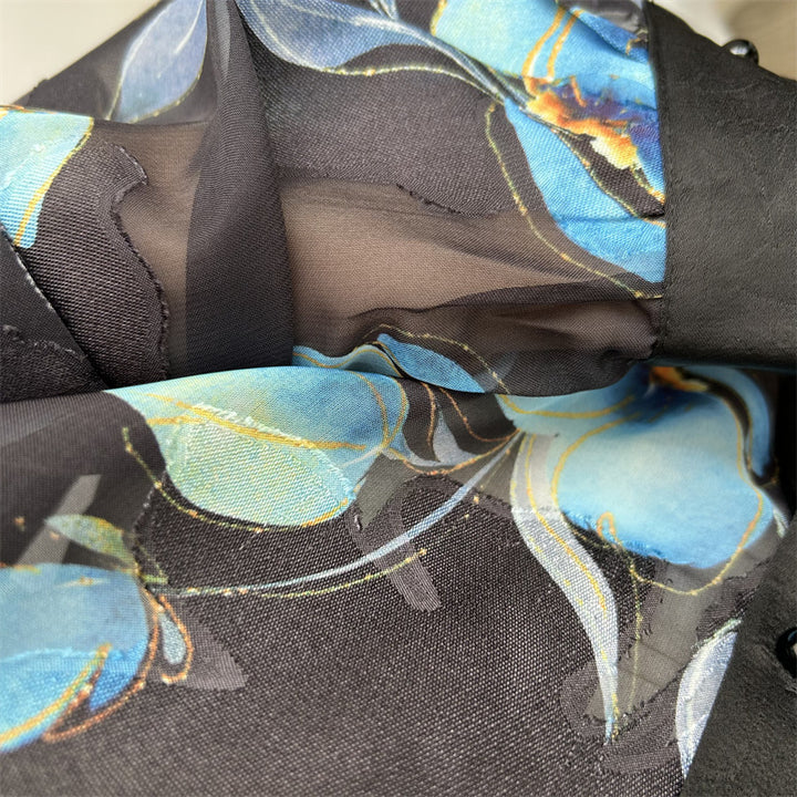 Dame Gennemsigtig Bluse med blomstermønster og elegante knapdetaljer Stilla