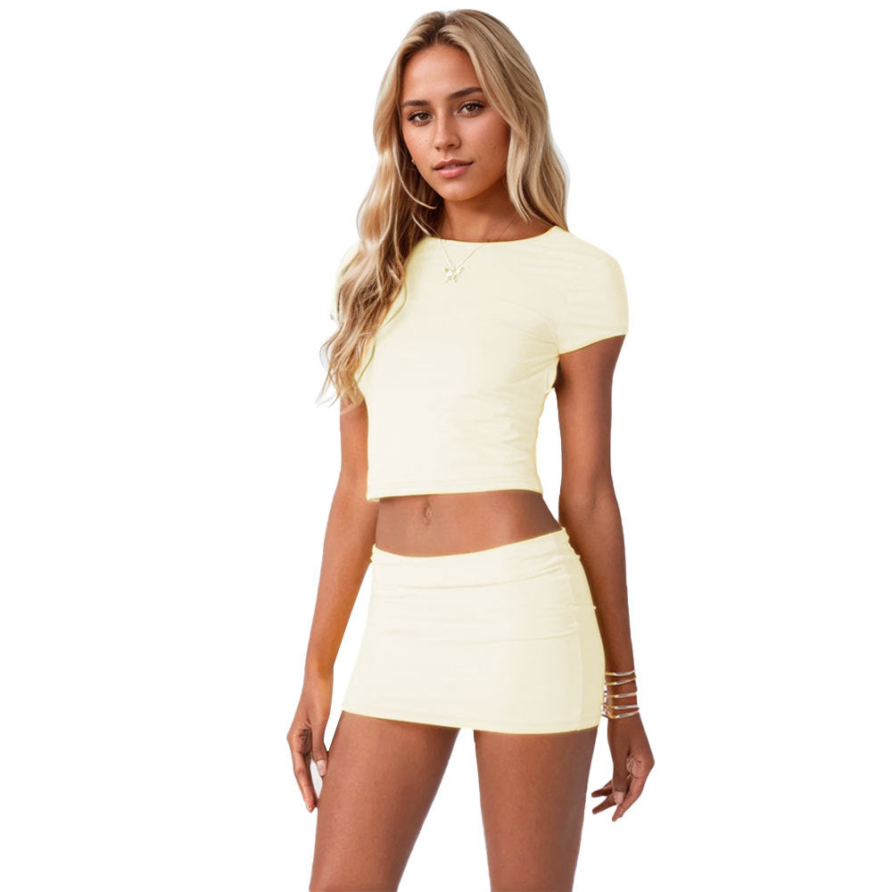 Kvinders Crop Top og Mini Skirt Sæt Stilla