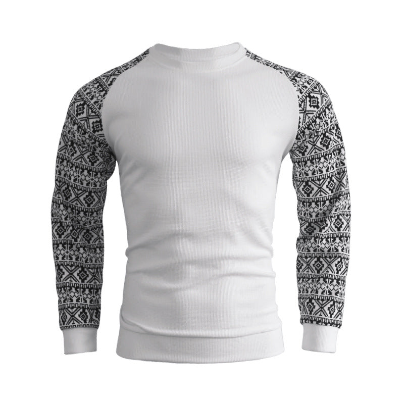 Herre mode langærmet pullover med grafisk mønster og rund halsudskæring Stilla