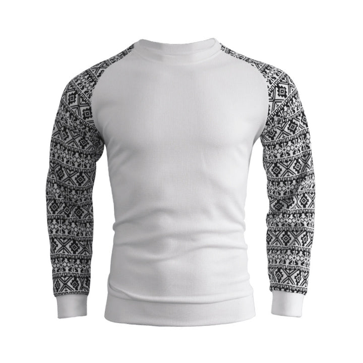 Herre mode langærmet pullover med grafisk mønster og rund halsudskæring Stilla