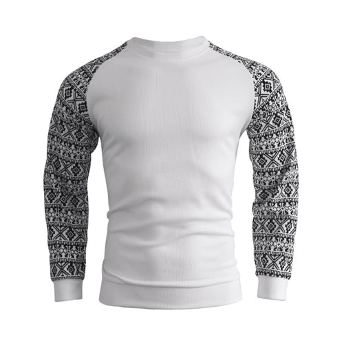 Herre mode langærmet pullover med grafisk mønster og rund halsudskæring Stilla