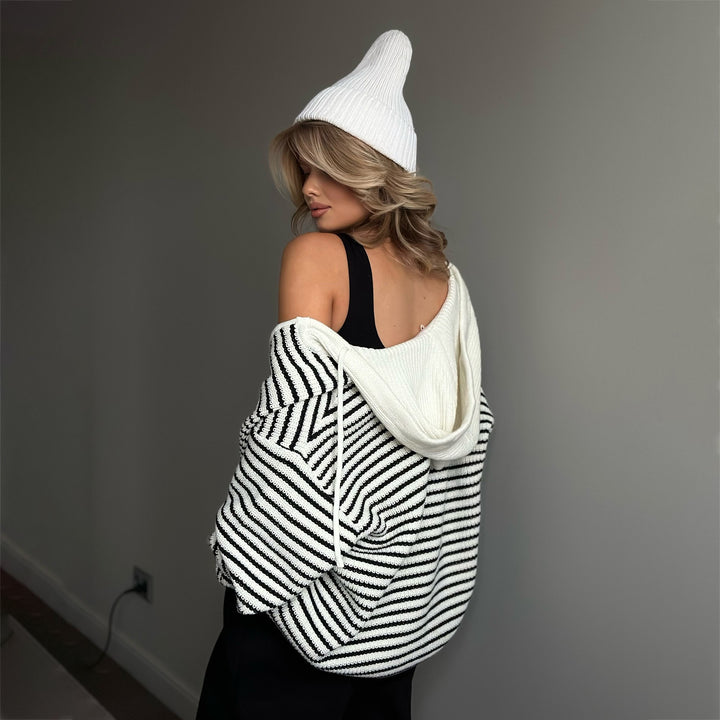 Kvinders cardigan med stribet design Stilla