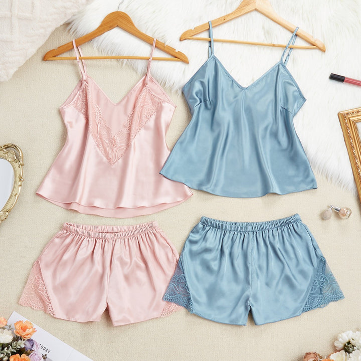 Dame Satin Camisole og Shorts Nattøj Stilla