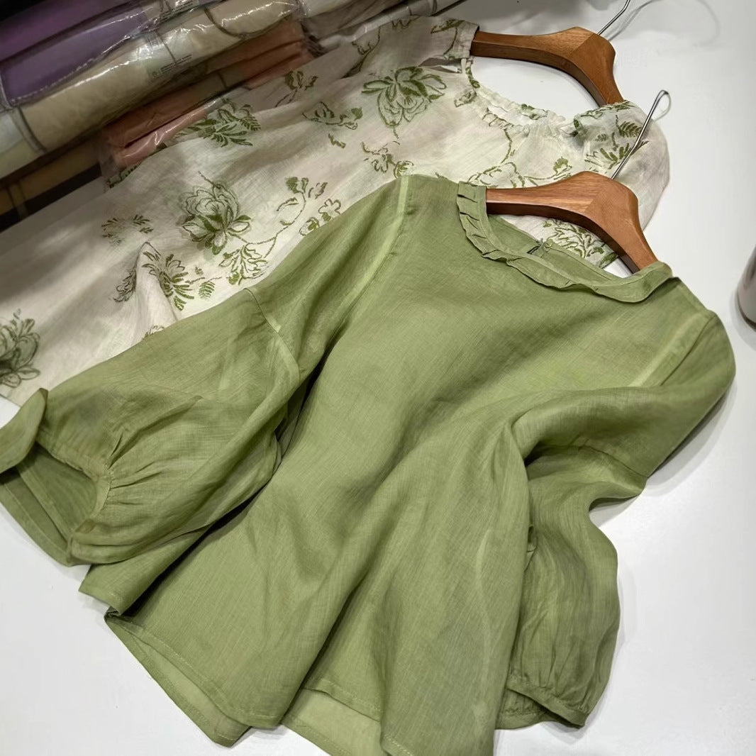 Femme Letvægts Flæsekant Bluse Stilla