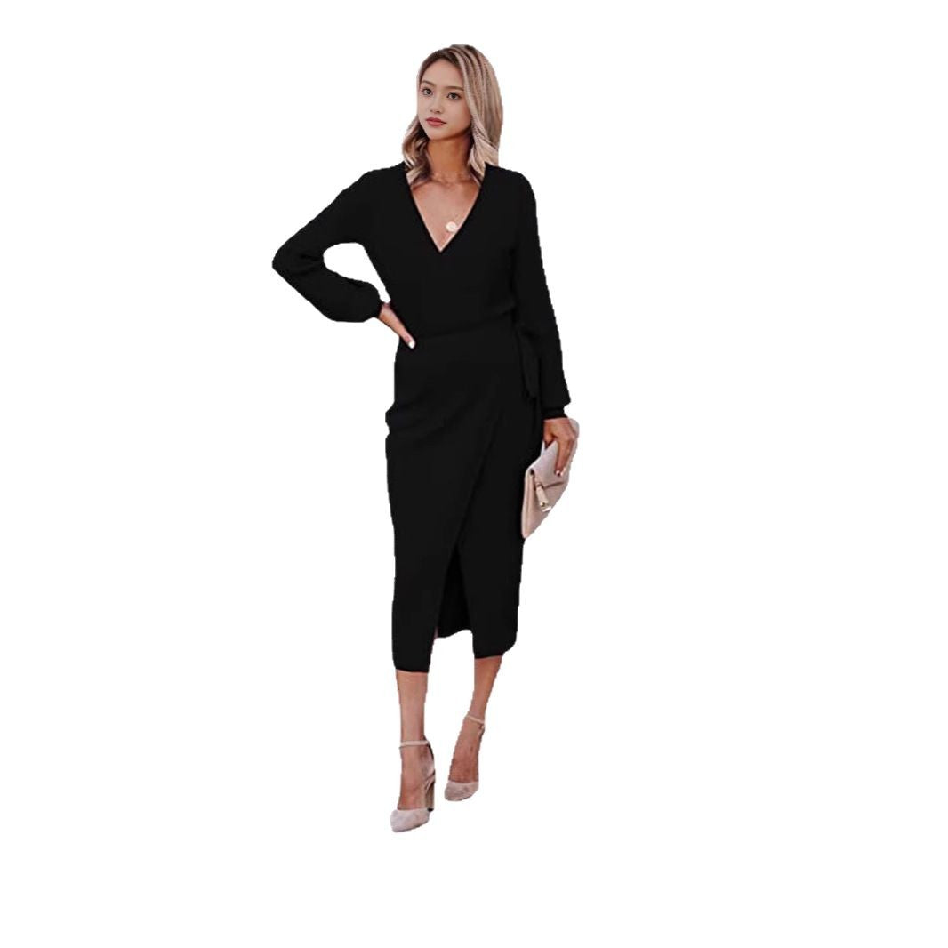 Dame wrap kjole med elegant ribstruktur og moderne detaljer Stilla