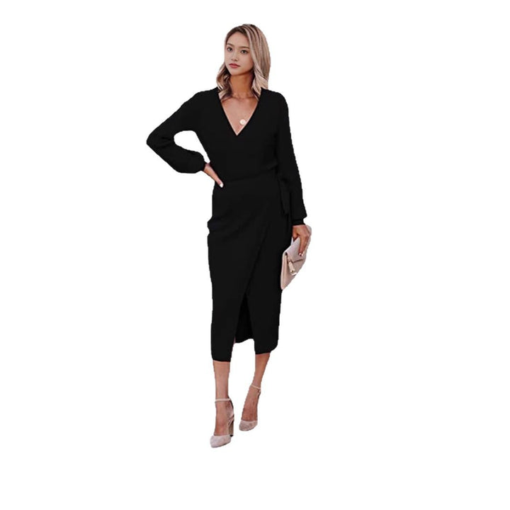 Dame wrap kjole med elegant ribstruktur og moderne detaljer Stilla