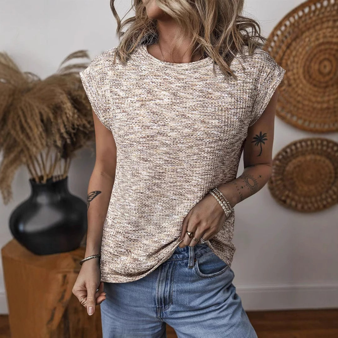 Dame Casual Shirt med rullekrave og let strukturstof Stilla