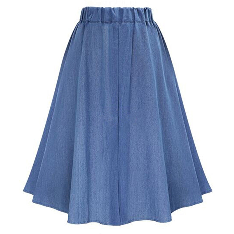 Kvinder Lang Denim Nederdel med Knapdetaljer Stilla
