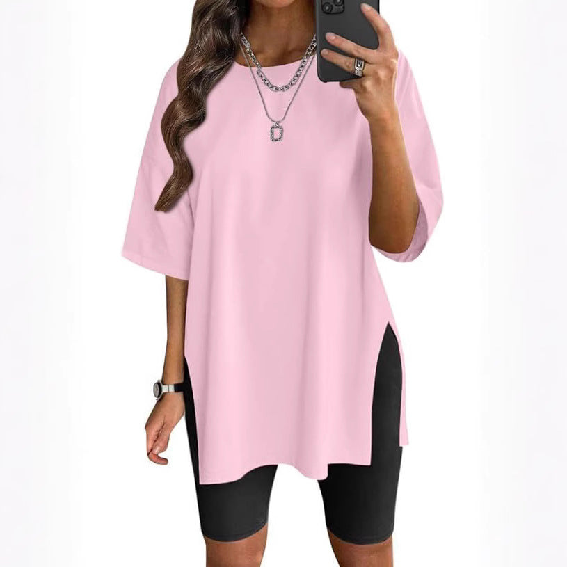 Dame Oversized T-shirt med sideslids Stilla