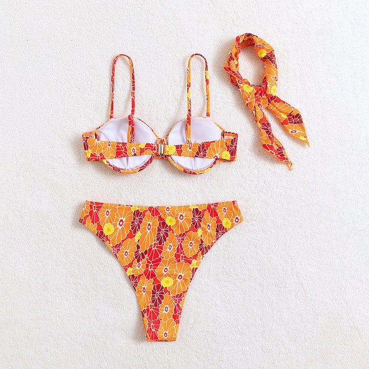 Dame Polstret Floral Trykt Bikini Sæt Stilla