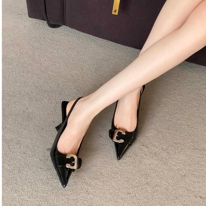 Femme Spidsede Slingback Hæle med Spænde-Detalje Stilla