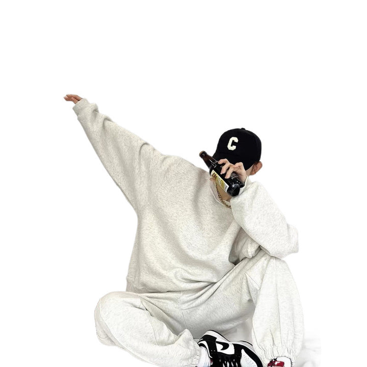 Kvinders komfortable oversized sweatshirt og jogger sæt med elastisk talje og sidetasker Skovae