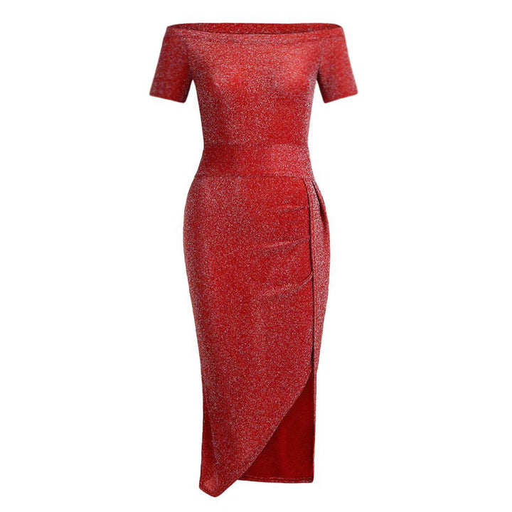 Stilla | Side Split Off Shoulder Skinnende Midi Kjole