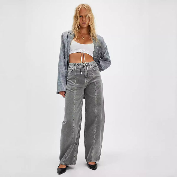 Dame bredt skåret jeans med høj talje Stilla