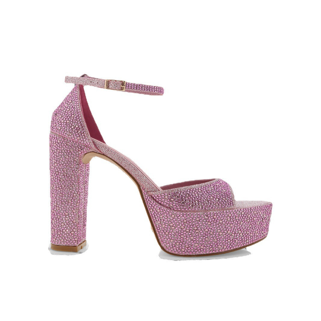 Femme Platform høje sandaler med strass dekorationer Stilla