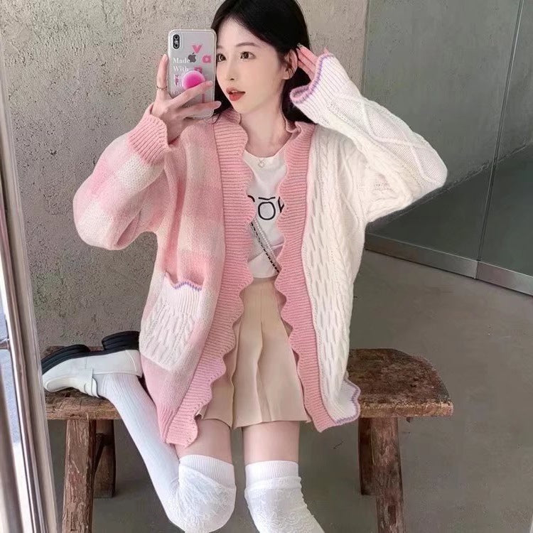 Femme Chunky Strik Open-Cardigan med tekstur mønster Stilla