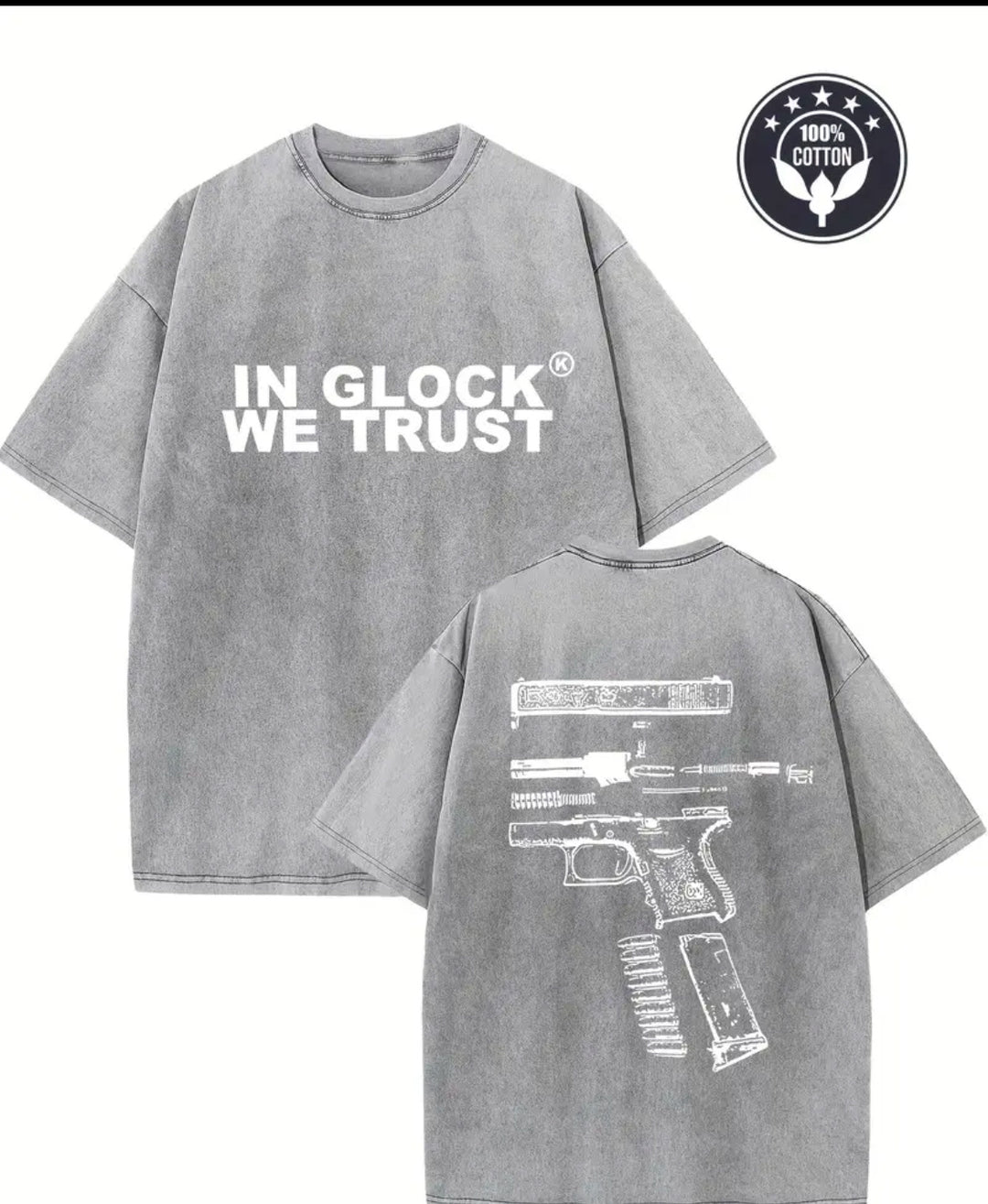 Dame T-shirt med grafisk gun-design og vintage-effekt Stilla