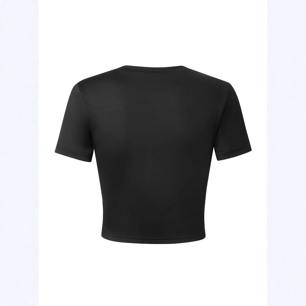 Dame kortærmet T-shirt med elegant sløjfedesign og tætsiddende pasform Skovae