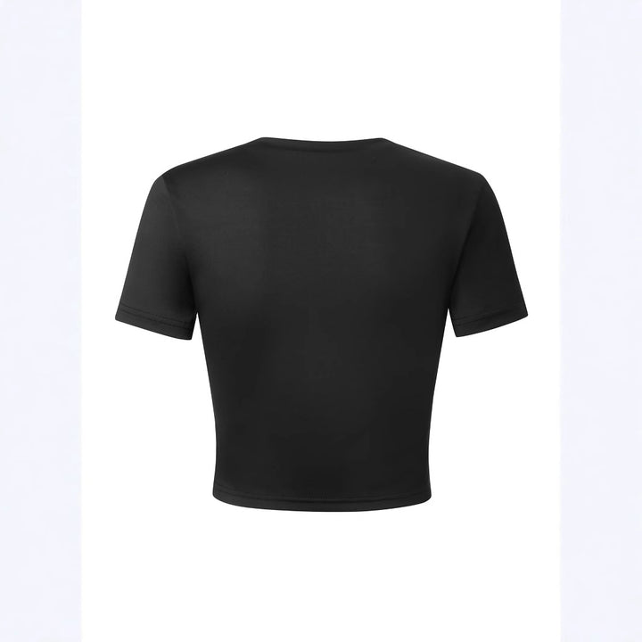 Dame kortærmet T-shirt med elegant sløjfedesign og tætsiddende pasform Skovae
