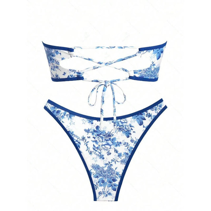 Dame Bandeau-bikinitop med blomsterprint og elegant snit Stilla