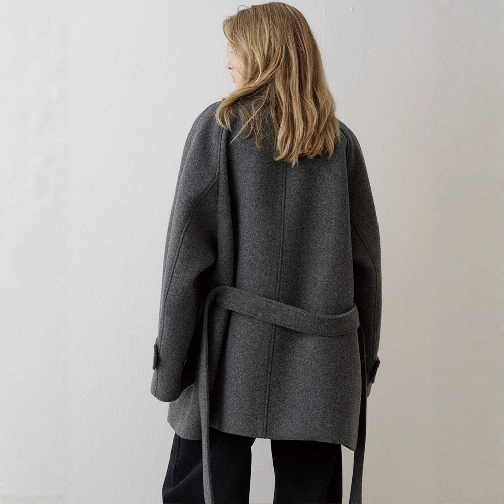 Dame quilted uldfrakke med elegant krave Stilla