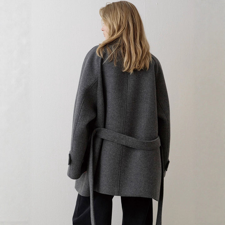 Dame quilted uldfrakke med elegant krave Stilla