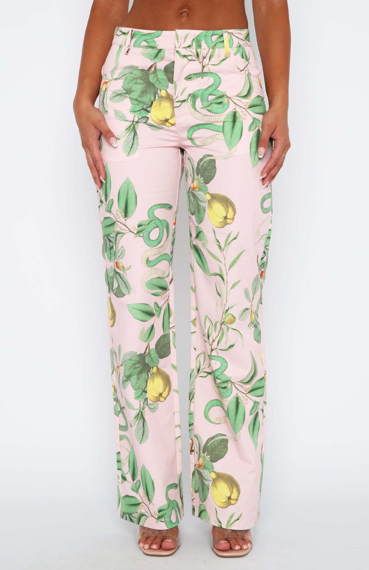 Dame casual Cargo-bukser med frisk botanisk print Skovae