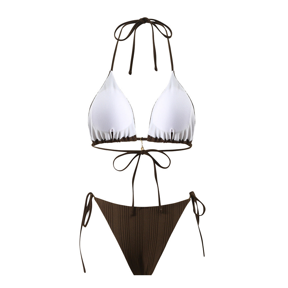 Dame Triangel-Bikini med raffineret rynkedesign og justerbare stropper Stilla