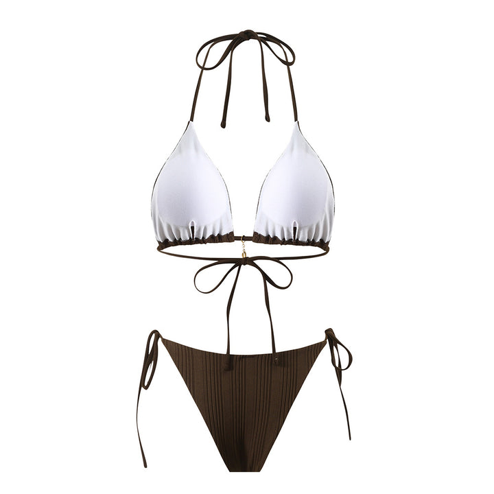 Dame Triangel-Bikini med raffineret rynkedesign og justerbare stropper Stilla