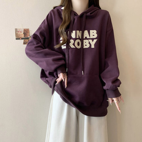 Femme Grafik Afslappet Fit Hoodie med Kænguru-lomme Stilla