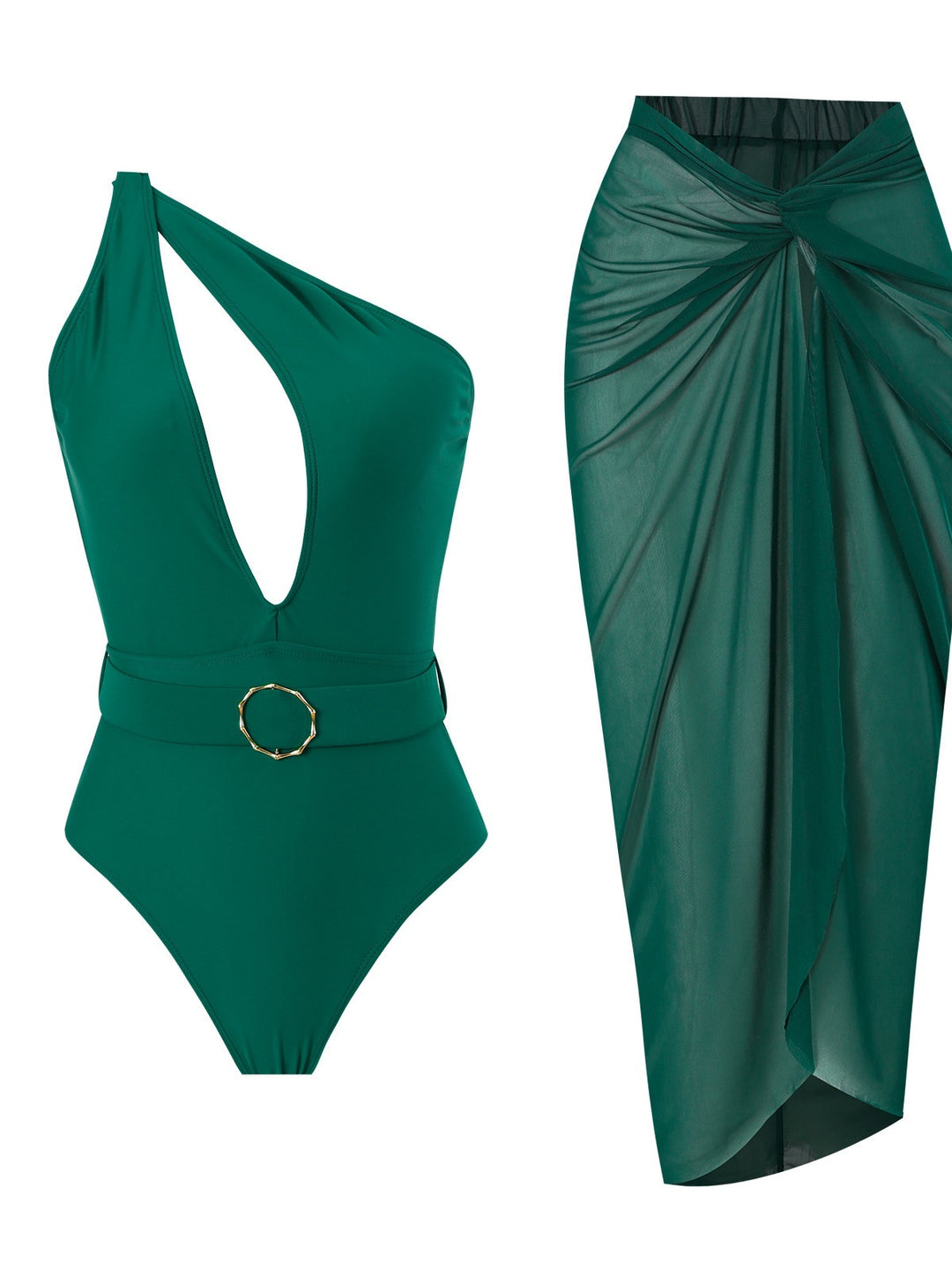 Dame elegant One-Shoulder badedragt med smart omslagsskørt Stilla