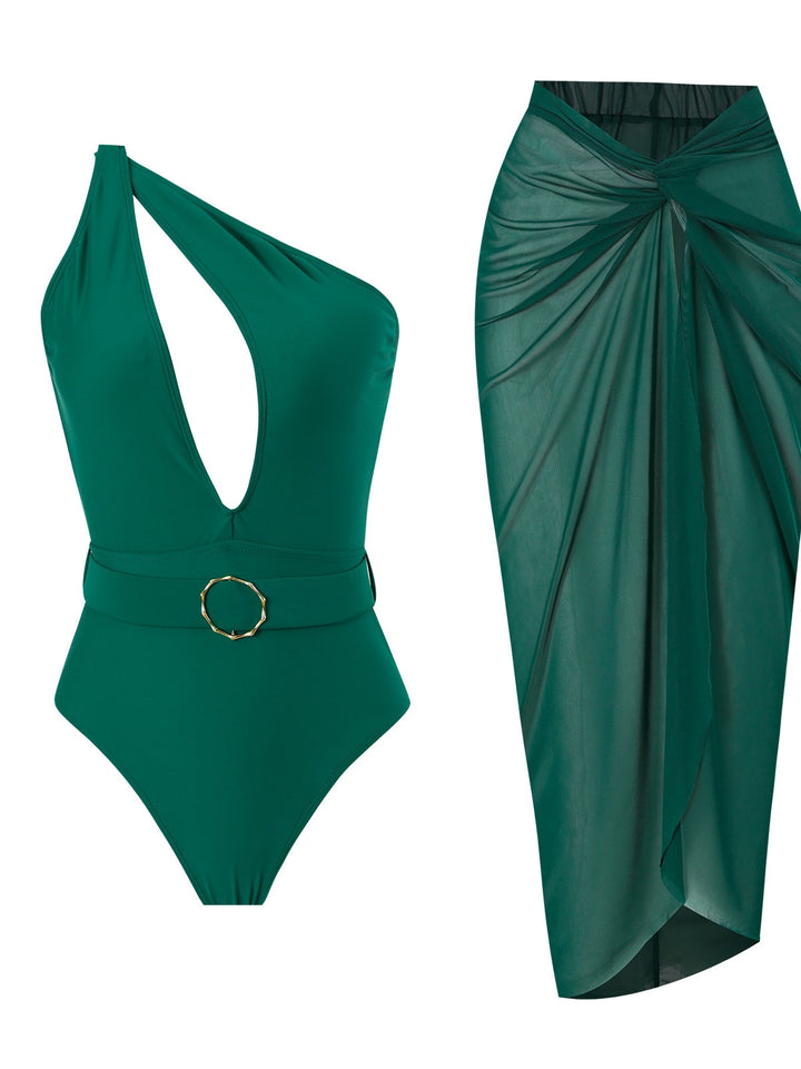 Dame elegant One-Shoulder badedragt med smart omslagsskørt Stilla