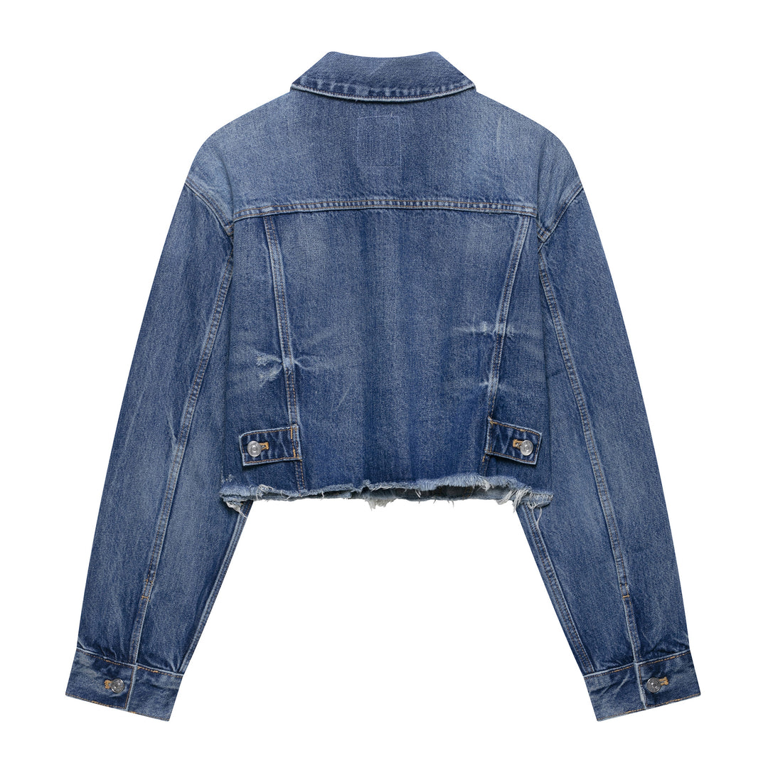 Femme Cropped Denimjakke med klassisk design Stilla