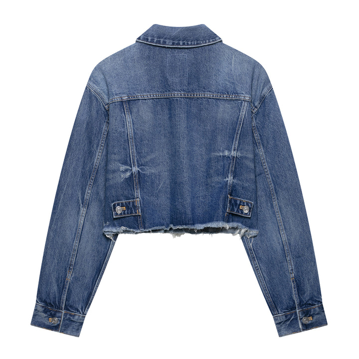 Femme Cropped Denimjakke med klassisk design Stilla