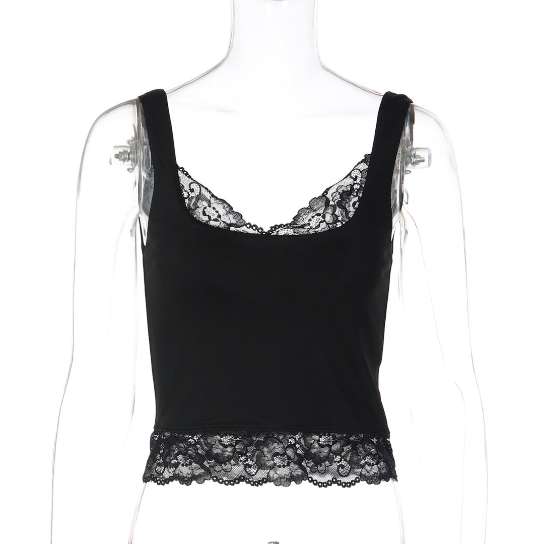 Dame blonde crop top med smalle stropper og elastisk underbuste bånd Skovae