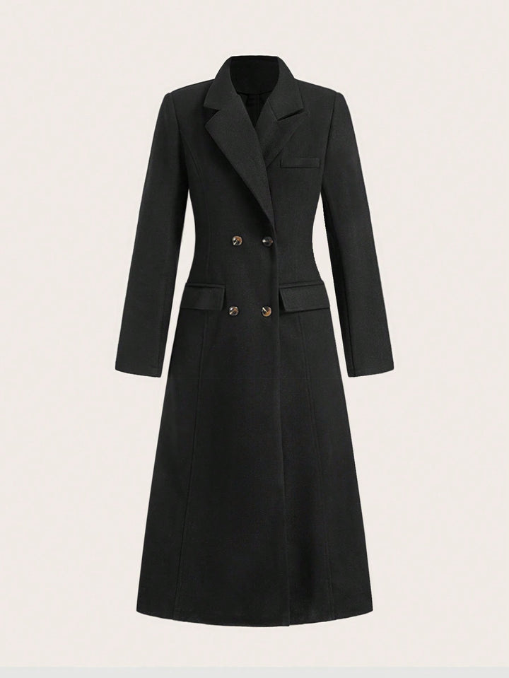 Kvinders elegante, skræddersyede gåka coat med dobbelt knaplukning og stilfulde revers Stilla