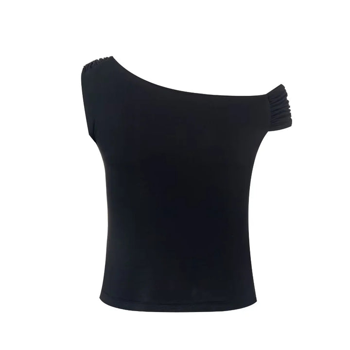 Dame asymmetrisk top med dekorativt draperingselement Stilla