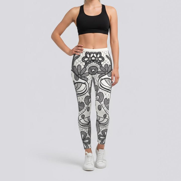 Dame sportleggings med stilrent stjernedesign og høj talje Skovae