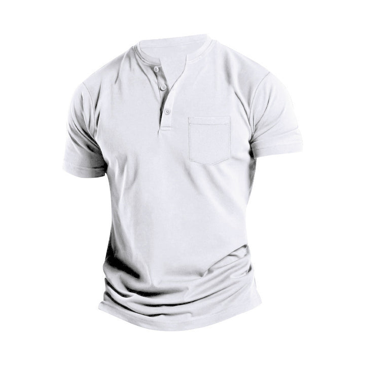 Herrer Korte ærmer Henley-shirt med praktisk brystlomme og moderne knapdesign Stilla