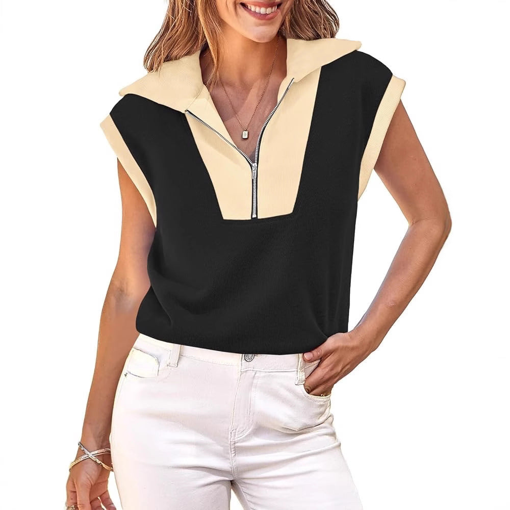 Dame Zip-Up Kortærmet Pullover Stilla